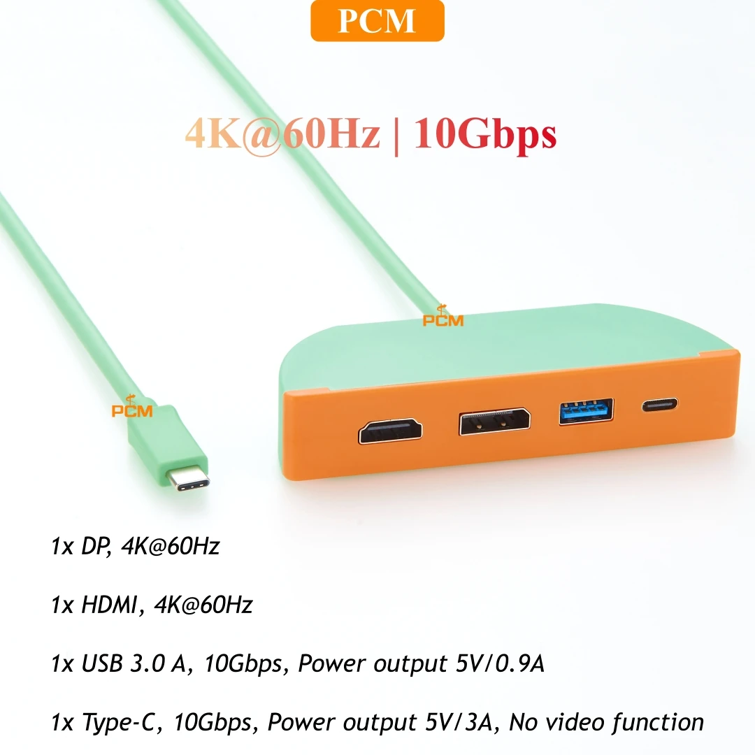 

USB Hub Multiport adapter connector Expander with 4K60Hz HDM1 DisplayPort Dp jack, USB 3.0 A, Type-C 3.1 10Gbps High speed PD