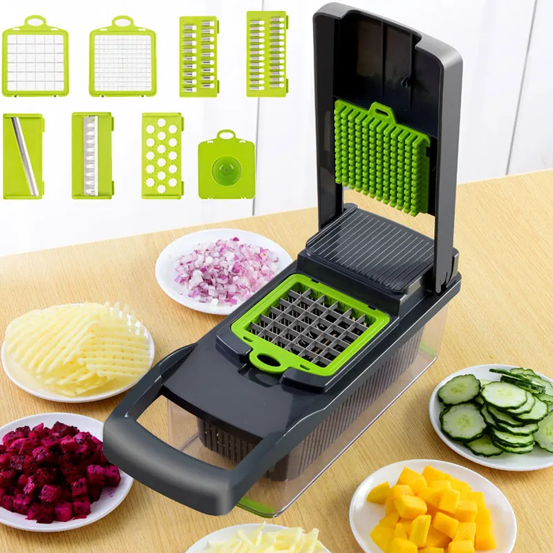 8In1Multifunctional Vegetable Cutter Potato Slicer Carrot Grater Kitchen Accessories Gadgets Steel Blade Kitchen Tool