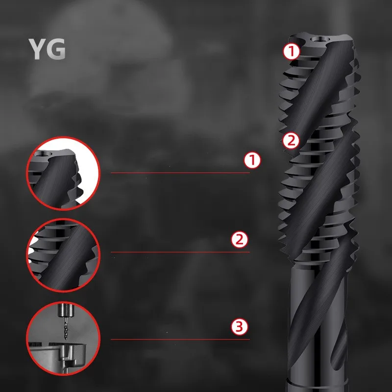 Corée du sud YG HSSE INOX Meaccelerspiral cannelé taraud M2M3M4M5M6M8M10M12-M36 machine filetage tarauds pour trou ennemi taraudage