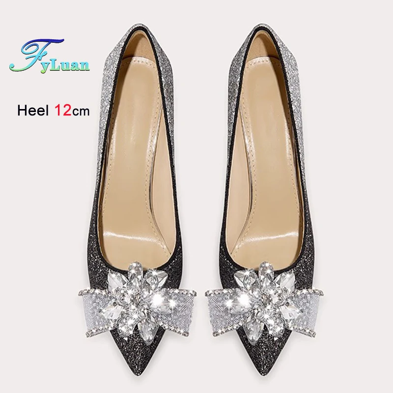 

Туфли на высоком каблуке с кристаллами, модные женские туфли-лодочки на тонком каблуке с градиентом цвета и стразами, пикантные универсальные туфли для банкета