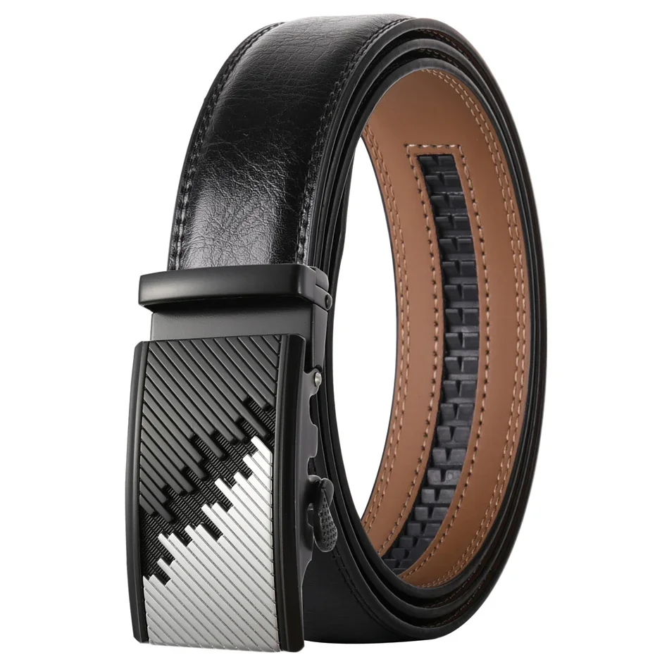 Brown Grey Blue Black White Belts For Men Luxury Designer Brand Leather Belt Male 2024 New Automatic Buckle Cinto Masculino B540