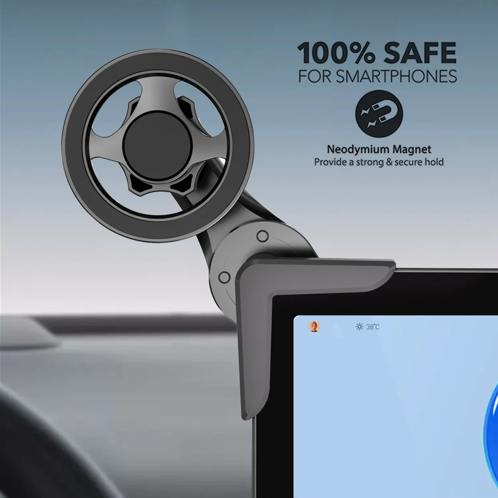 New Car Mounted Display Screen Magnetic Mobile Phone Holder 360 Degree Rotation Foldable Mount Usded for Car Electric Vehicle image 2
