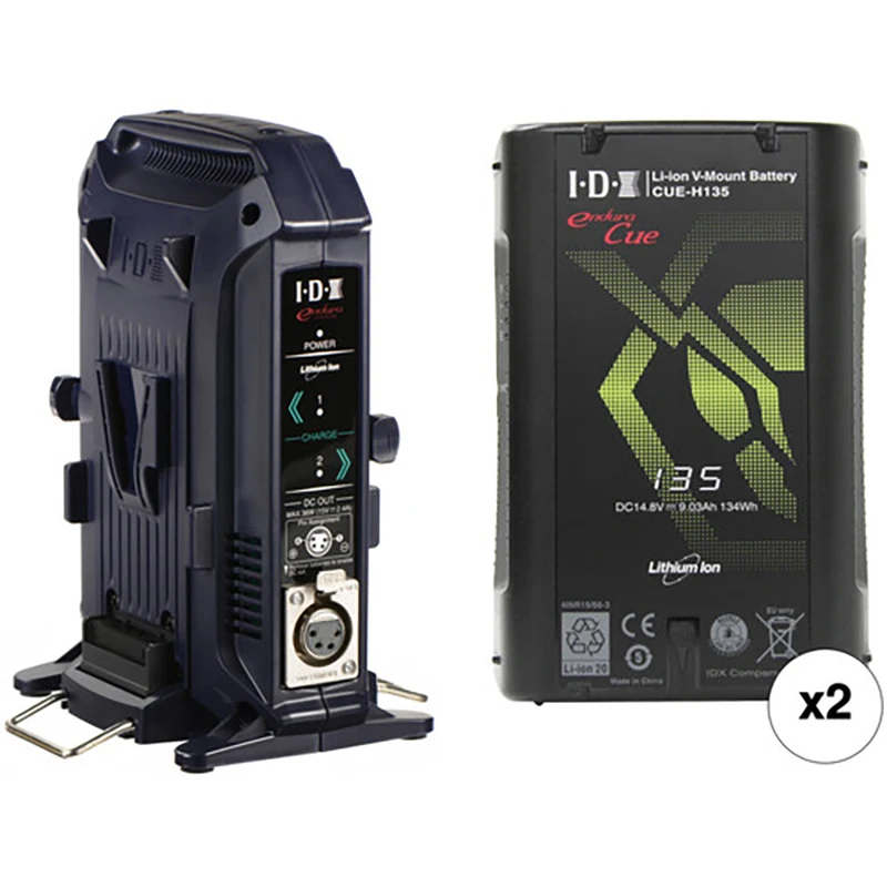 IDX CUE-H90 90Wh CUE-H135 135Wh CUE-H180 180Wh  Li-Ion V-Mount Battery Compact Li-Ion V-Mount Battery  VL-2CH VL-4X Charger