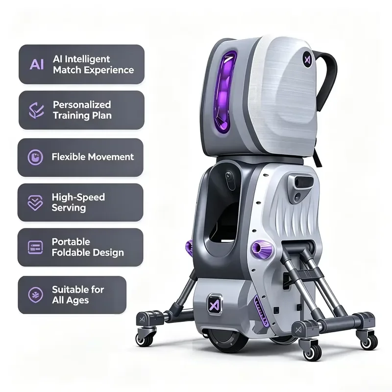 New AceiiLab AI Smart Positioning Ball Serving Machine Multi-angle Adjustable Portable Wheeled Auto Ball Feeder Trainer