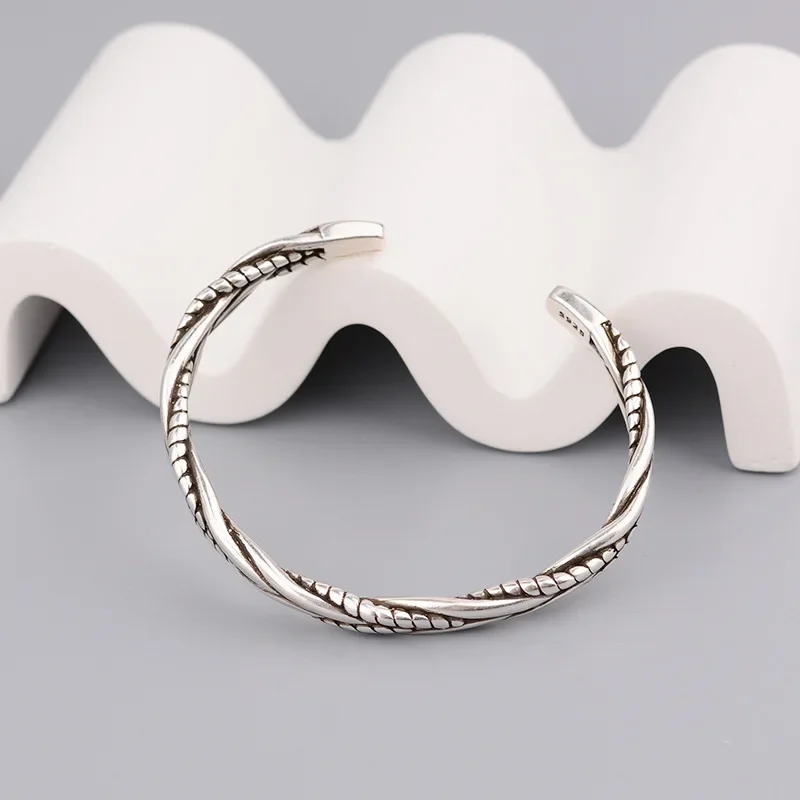 Classic Twist Braided Open Adjustable Bracelet for Men Fashion Punk Trend Cool Jewelry Gift