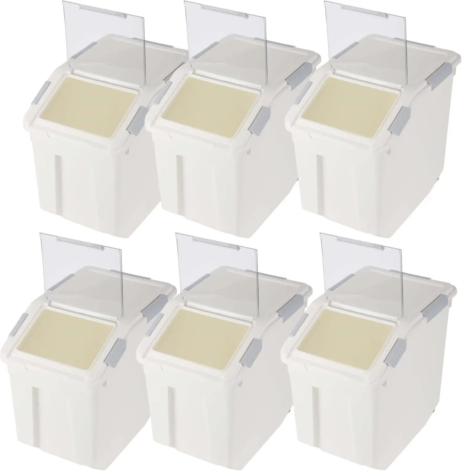 Flour Storage Container 25 lb (‎25 Liters) with Wheels Seal Locking Lid PP Pack-6