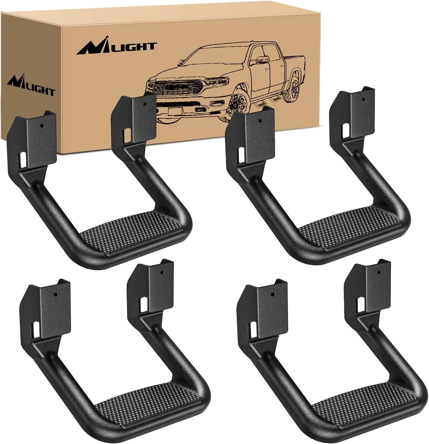 

Universal Use, Aluminum, Black Side Hoop Steps with Slip-Proof Feature for Multiple Vehicle Models