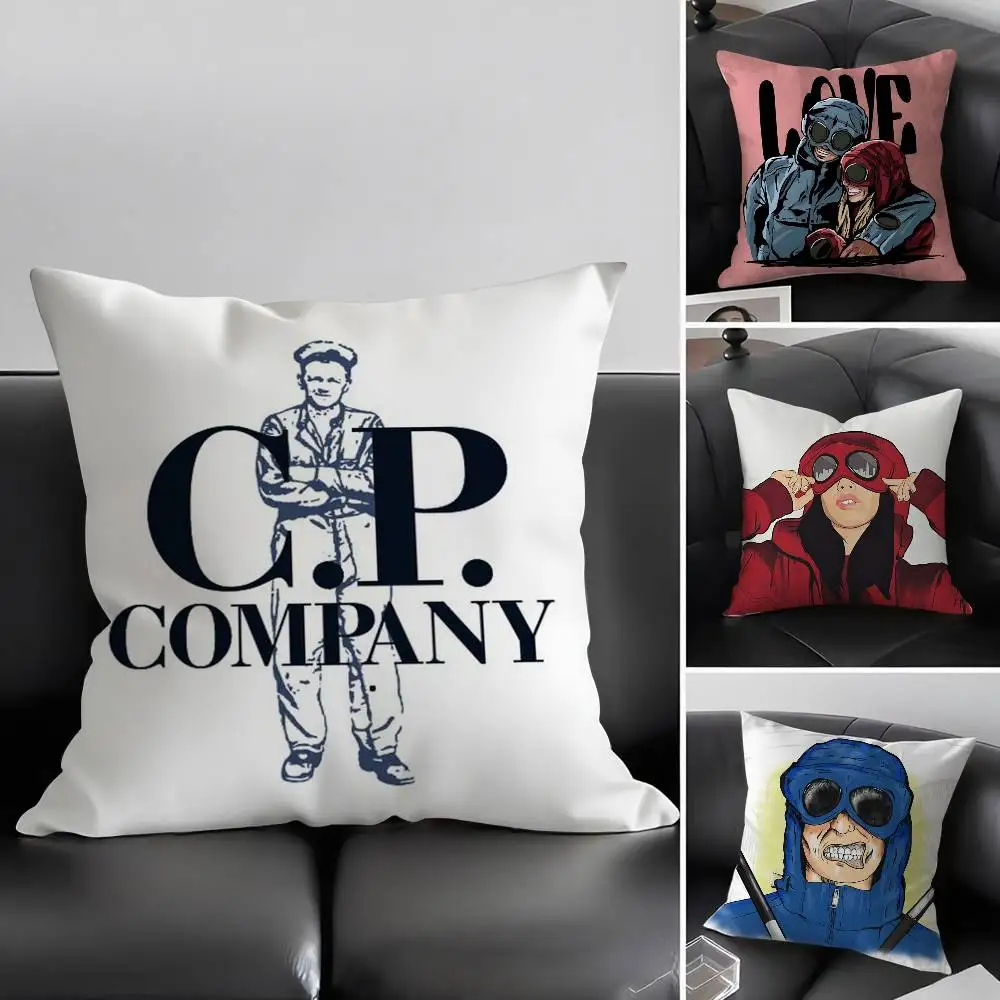 Fashion C_C And P C_Company Pillow Case Home Dorm Chair Back Short Plush Double-sided Printing Office Nap Time Cushion Cover