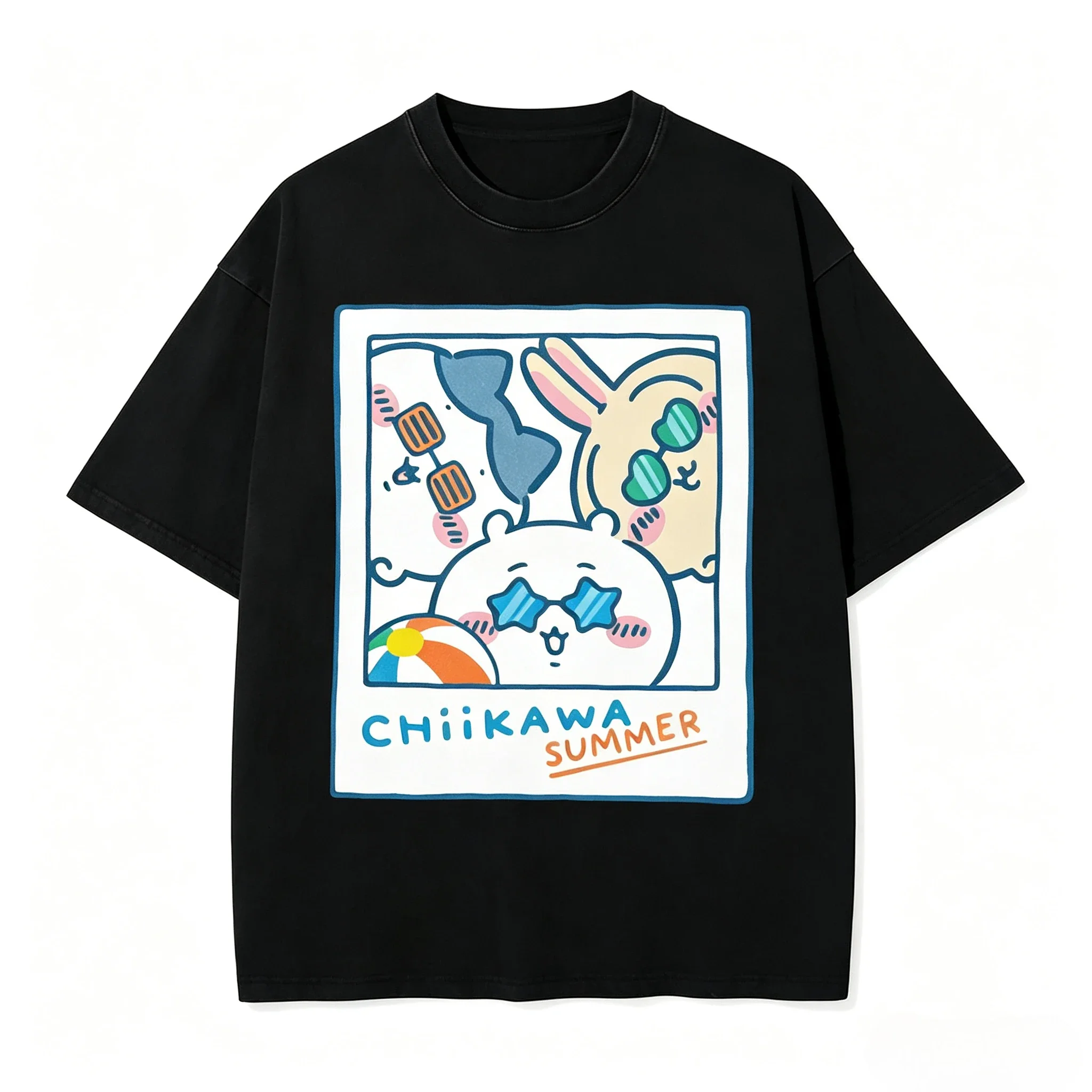 Chiikawa Kawaii Y2K Graphic Tee Unisex Cute Cartoon Anime Short Sleeve Loose Summer Streetwear Tops