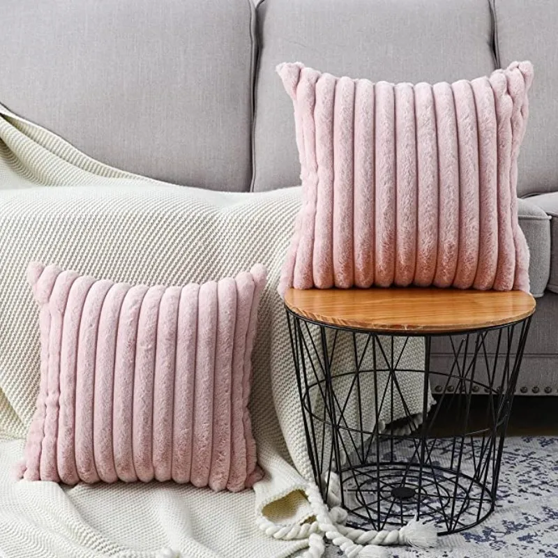 Inyahome Cozy Throw Pillowcase Textured Knitted Luxury Plush Faux Fur Modern Textured Accent Pillowcase For Home Decor Cojines