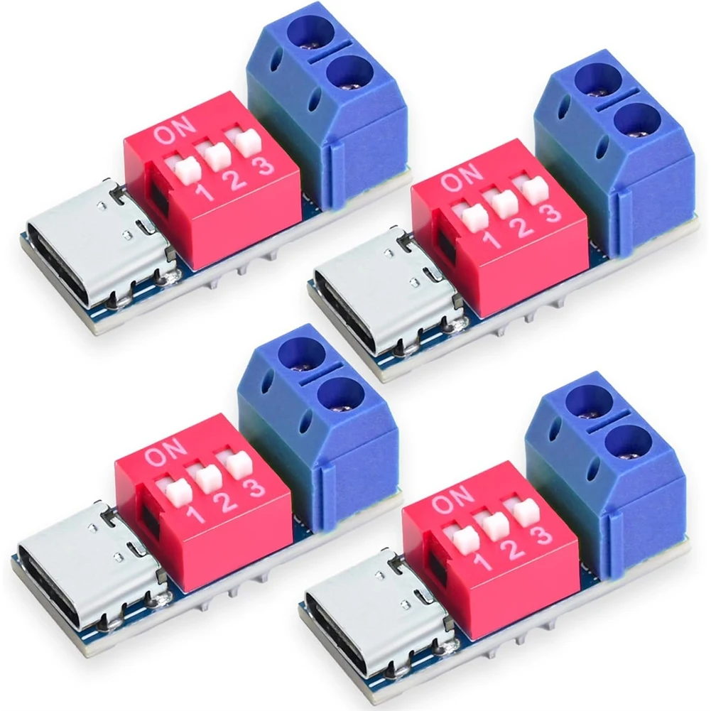 ABAN USB-C PD Trigger Board Module PD/QC Fast Charge USB Type-C to 12V High Speed Charger Power Delivery Boost (4PCS)