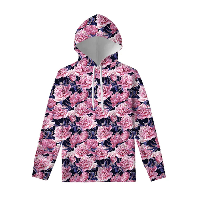 Fashion Peony Rose 3D Printed Flower Hoodie Men Women Harajuku Floral Pattern Pullover Swearshirt Spring Autumn Casual Hoodies