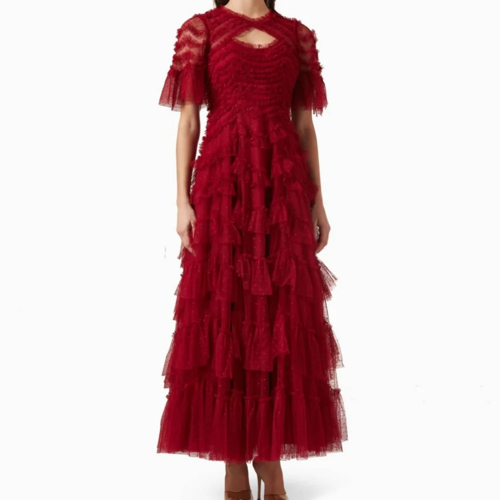 

Customized Charming Homecoming Party Gown O-Neck Pleat A-line Midi Dresses Bespoke Occasion Elegant Wedding Guest Dress