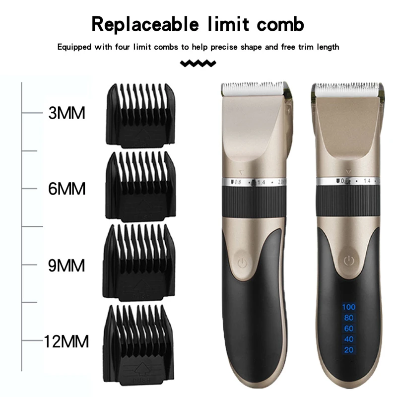 Professional Hair Clipper Electric Barber Hair Trimmers Cordless Rechargeable Home Hair Cutter Machine For Adults Kids Hair Trim