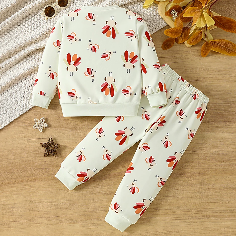 2-teiliges Herbst- und Winter-Kinder-Halloween-Set mit niedlichem Print-Sweatshirt und Hose für Jungen und Mädchen, Thanksgiving-Mode-Set – Detail 2