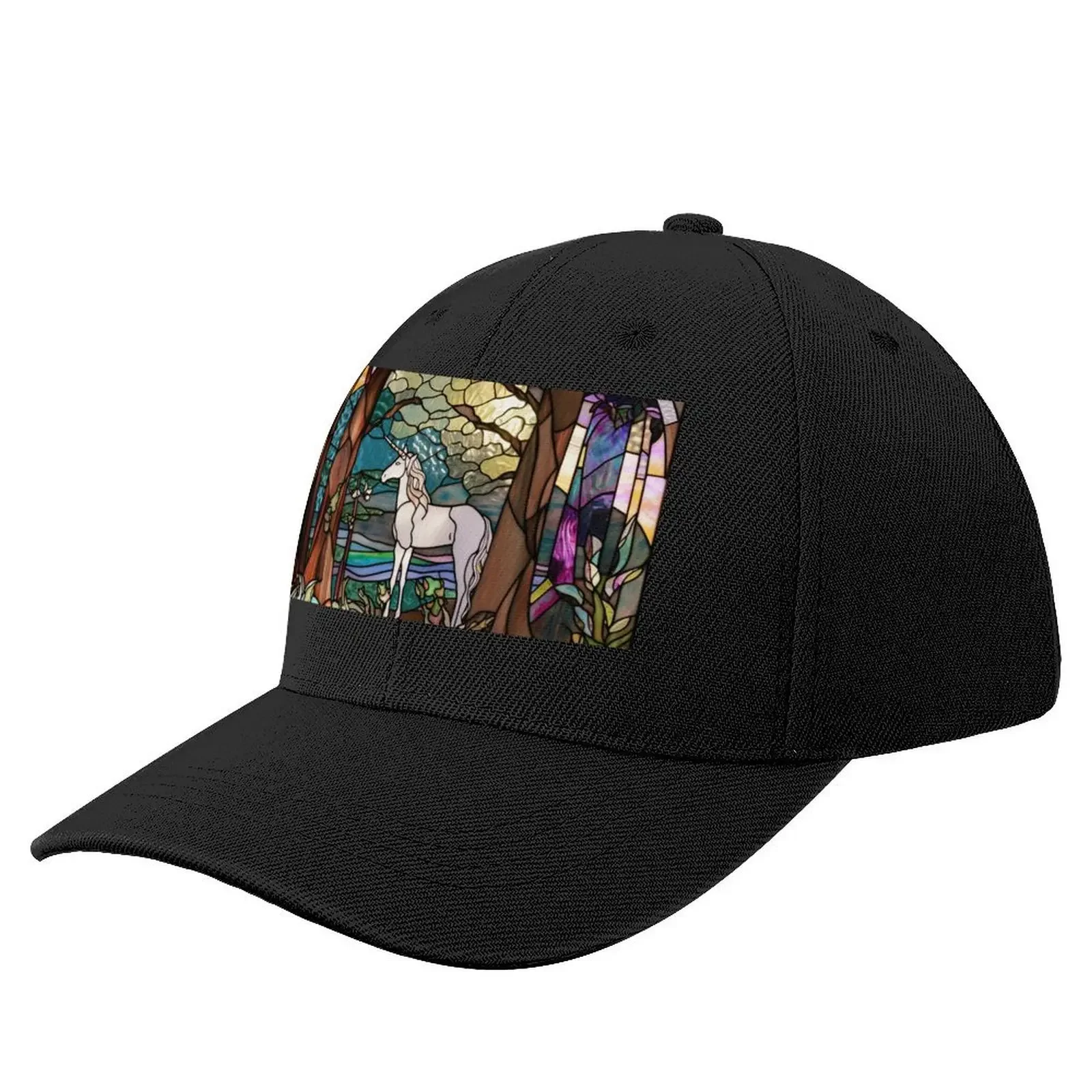 Stained Glass Unicorn Baseball Cap Streetwear Trucker Hat Thermal Visor birthday Man Women's