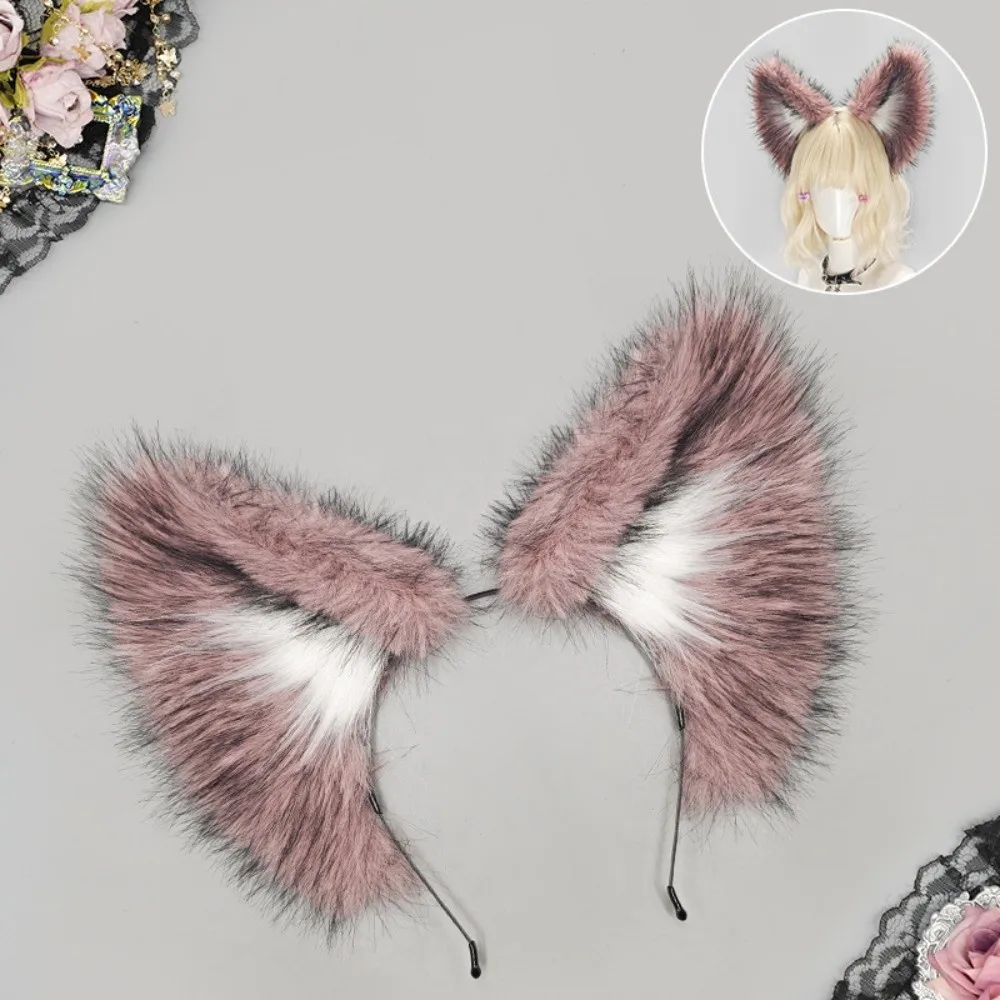 New Realistic Fox Ear Headband Handmade Faux Fur Animal Ear Headwear Plush Lolita Simulation Animal Ears Hairband Party Props
