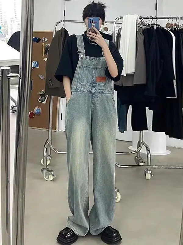 Vintage Denim Overalls Women plus Size Spring Autumn New Sle Slimming One-Piece Pants Trendy for Plump Sister