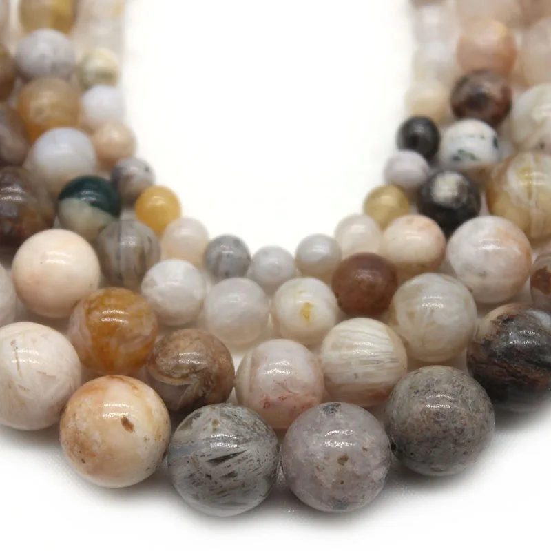 Natural Stone Bamboo Leaf Carnelian Agates Onyx  Round Loose Spacer Beads For Jewelry Making DIY Bracelet Necklace 4/6/8/10/12MM