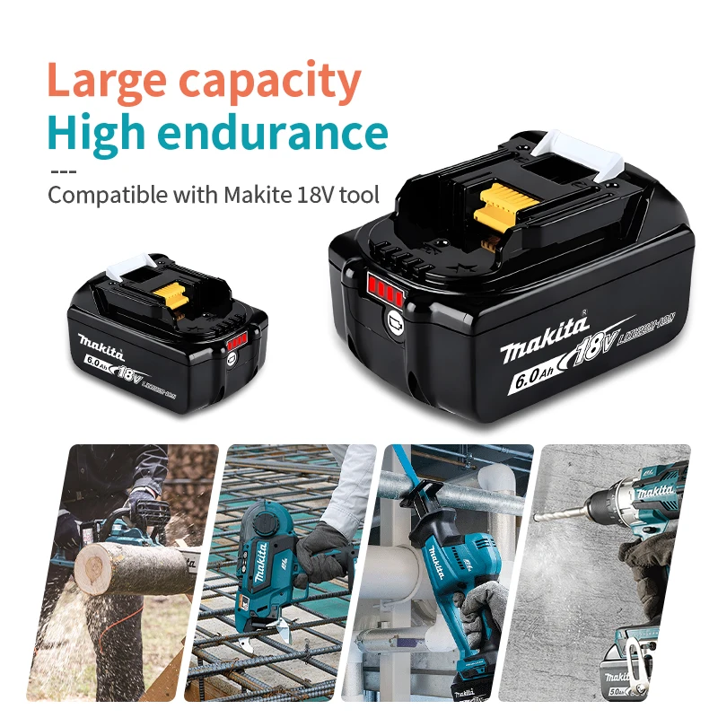 Replace the Makita lithium battery, 100% genuine, Makita 18V battery, 6Ah, 5Ah, 3AhBL1830B, BL1850B,BL1850,BL1840,BL1860,BL1815