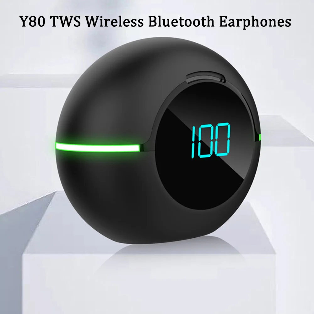 Y80 TWS Wireless Bluetooth Earphones LED Display Touch Control Headset With Mic Earbuds Noise Cancelling Sport Gaming Headphones