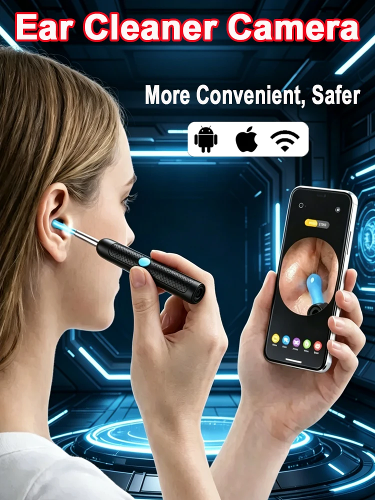 

Ear Cleaner with Camera Wireless Ear Wax Removal Endoscope Ear Pick Rechargeable Ear Cleaner with Anti-Slip Grip Safe Ear Tool