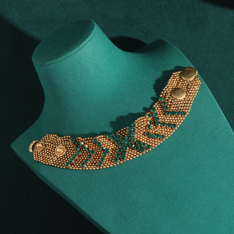 Vintage Green Rhinestone Brace - Luxury Watch Dubai review and price