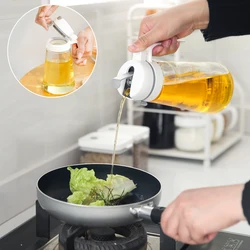 Distributeur d'huile d'olive pour la cuisine, bouteille d'huile, cruet de stockage d'huile, récipient à condiments à ouverture et fermeture automatiques