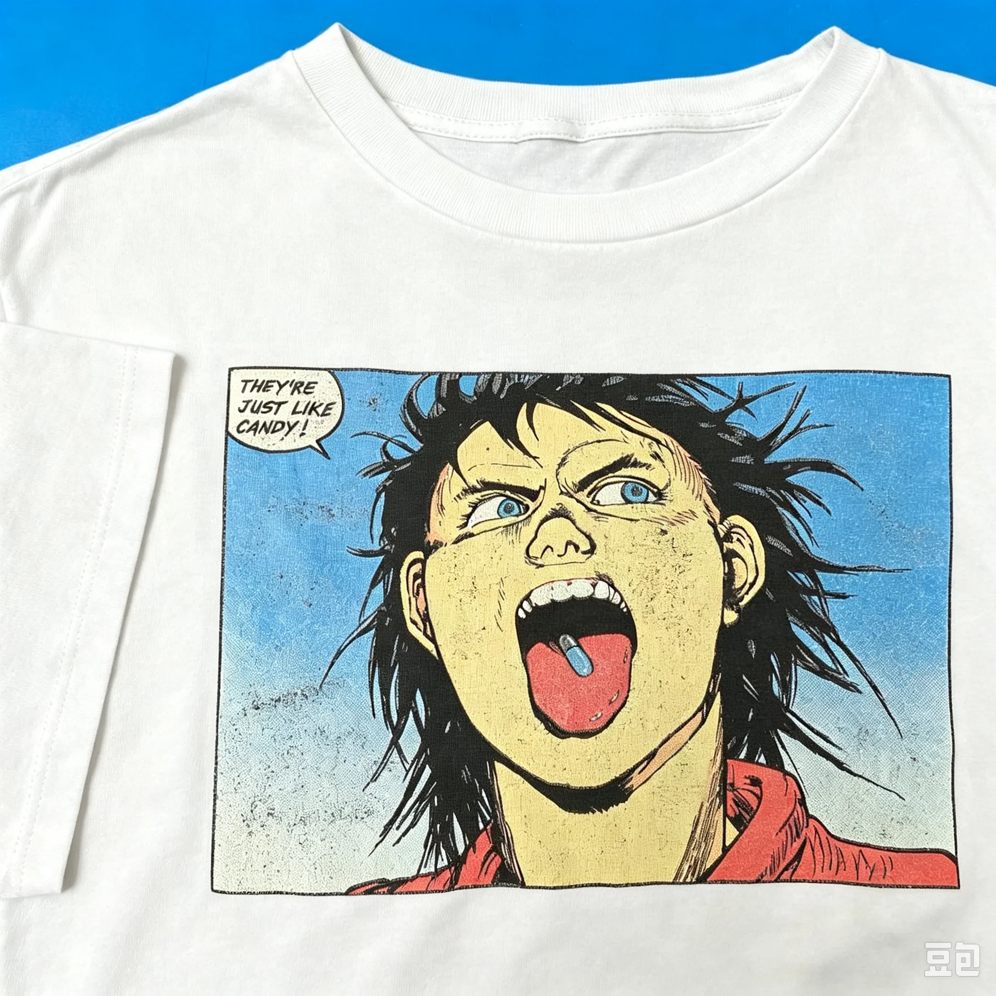 AKIRA They're Just Like Candy Manga Panel T Shirt Vintage Anime Unisex Casual Short Sleeve Crew Neck Retro Streetwear Tee Tops