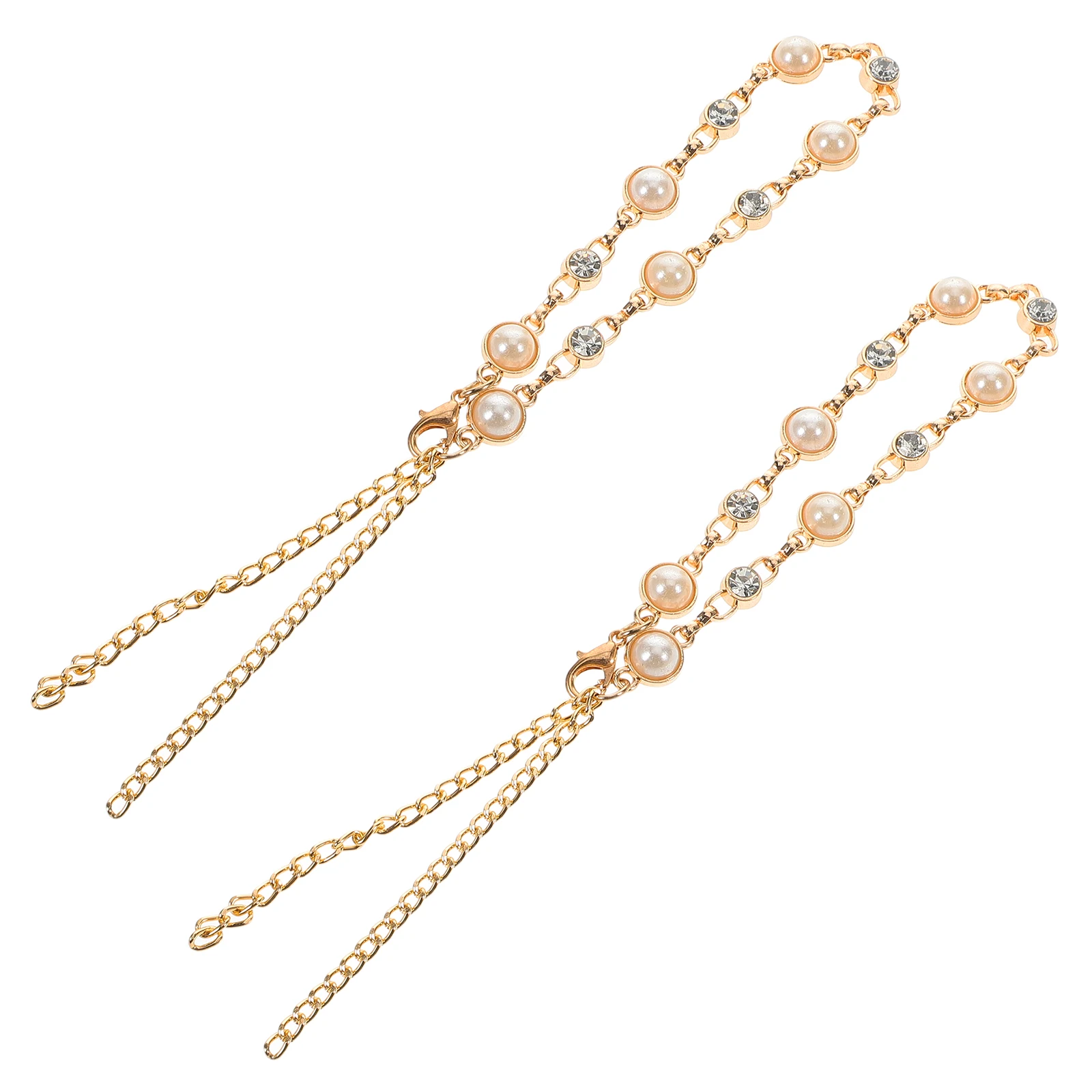 

Diamond Encrusted High Heel Straps Faux Pearl Rhinestone Chain Comfort Anti Drop Women Shoe Bracelet Adjustable Buckle Extender