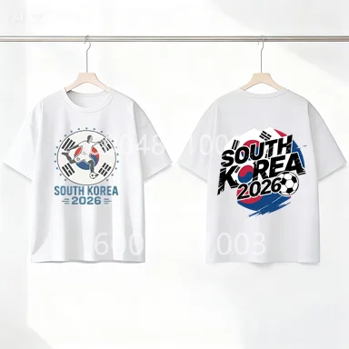 Korea Flag Retro Style Graphic Children Shirt Kid Boys Girls Summer Cotton Short Sleeve Little Soccer Fan Casual Daily Wear