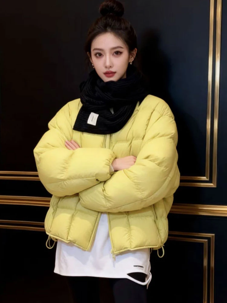 

Женская хлопковая куртка-пуховик оверсайз на молнии, корейский стиль, для города, зима 2026, модная, маленький размер