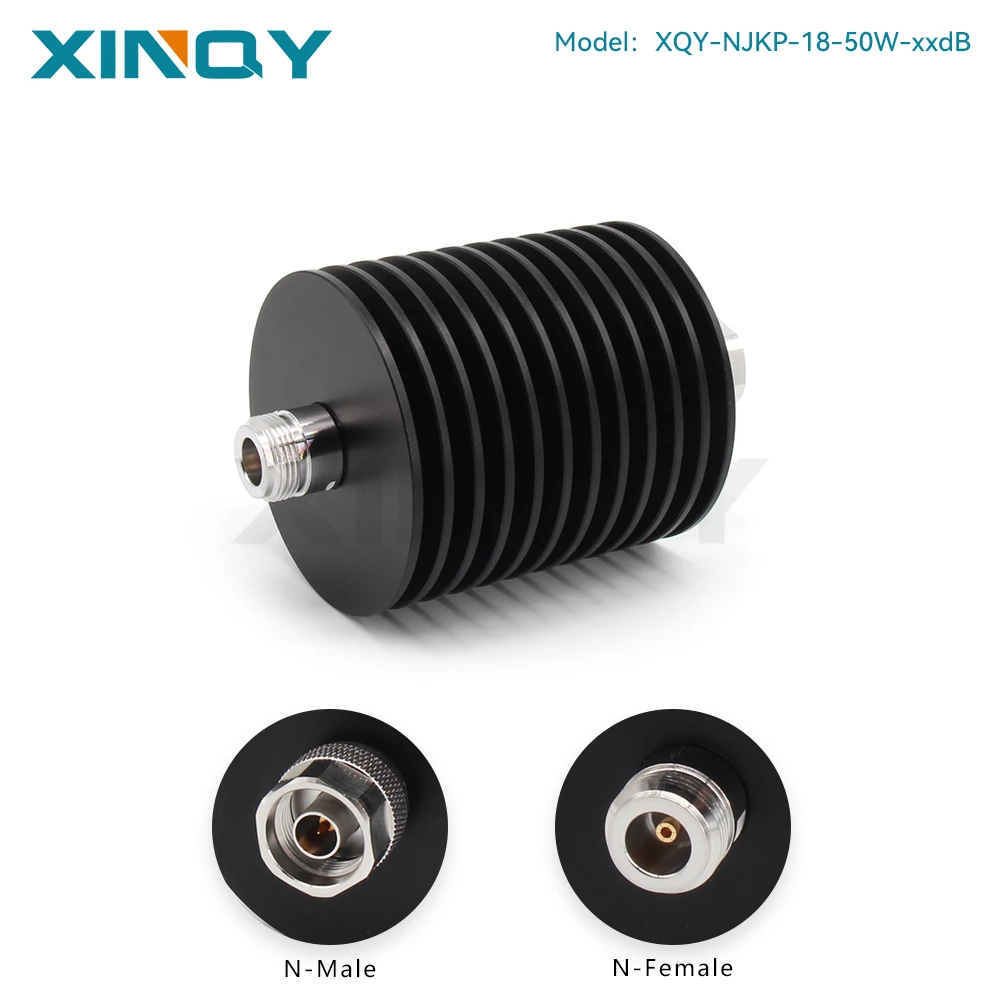 XINQY 50W N-type Attenuator, N-JK Male to Female Interface, 1/3/6/10/20/30/40/50dB, DC-18GHz RF Attenuator
