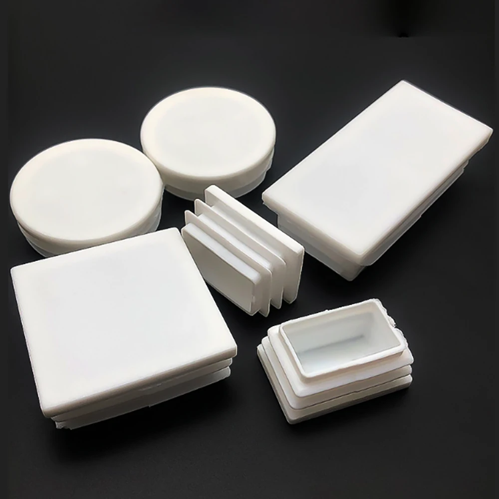4-50Pcs PE Plastic Square Pipe Plug Waterproof Cover White Plug Circular Stainless Steel Hole Plug Foot Pad Home Accessories