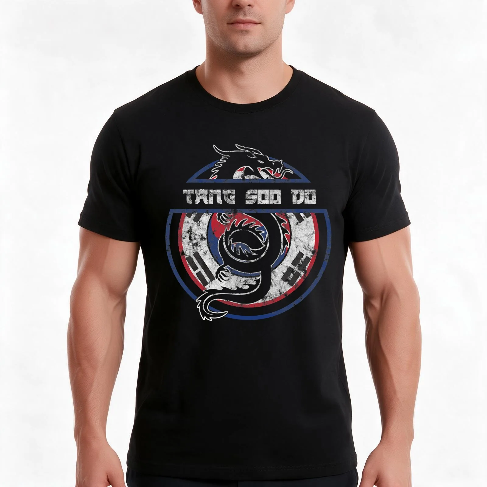 Tang Soo Do Shirt Martial Arts Gift Dragon Korean Flag T-Shirt, Summer Casual Cotton Tee, Oversized Streetwear Tops, 100% Cotton