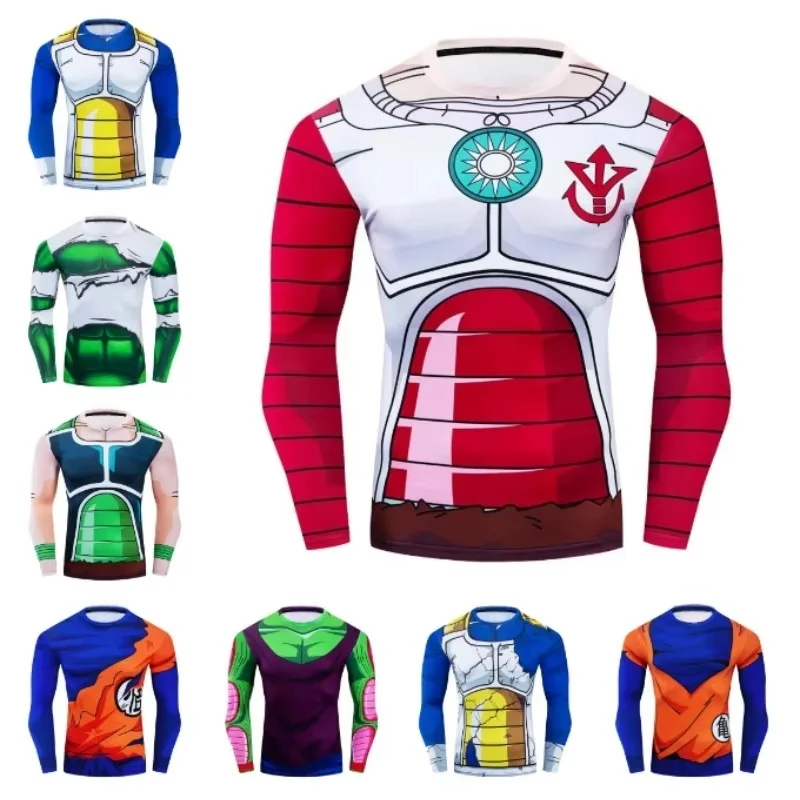 �y�Z�[�����zMen's Dragon Ball Anime 3D Print Long-Sleeve Compression Shirts Multiple Characters & Armor Element Design Stylish Fitness Tees
