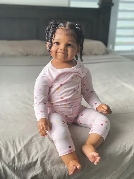 

Artist Made 28''Raya Already Finished Doll With Hand-Rooted Hair Dark Skin African Girl Huge Reborn Baby Christmas GIft