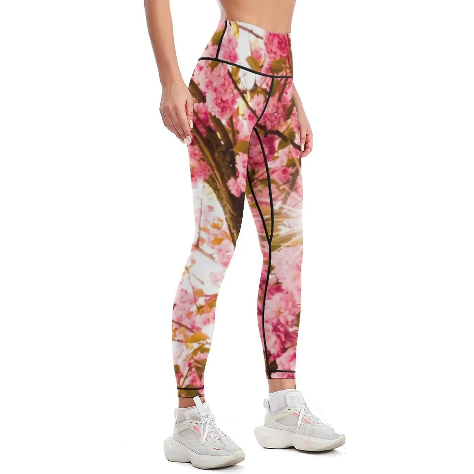 Cherry Blossom with Sun - Joy of Spring Leggings Women sports workout shorts gym top legging push up Womens Leggings