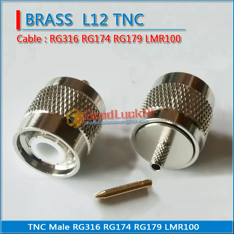 RF Coax Connector Socket TNC Male Crimp for RG316 RG174 RG179 LMR100 Cable Plug Nickel Plated Brass Coaxial Adapters