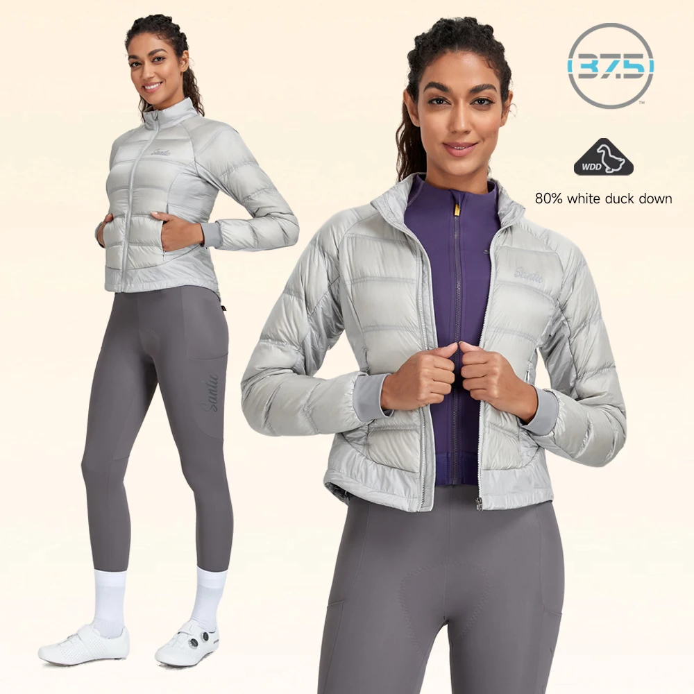 

Santic Women Cycling Jackets for Winter Keep Warm Windproof Cycling Down Reflective Jacket Mountain Road with Pockets TL25C07053