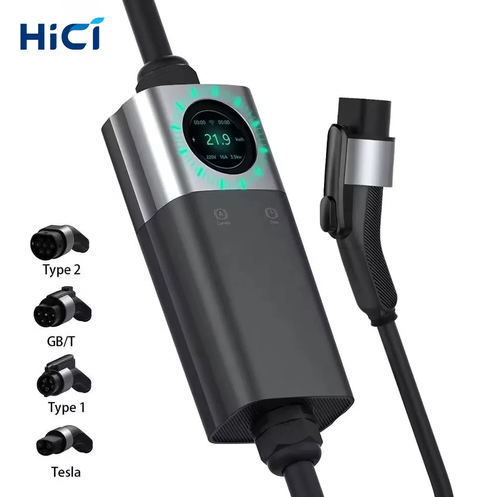 HICI-3.5kw Single-phase 2400v 16A Home Portable EV Charger APP Bluetooth WIFI Smart Wallbox EV Charger Charging Station