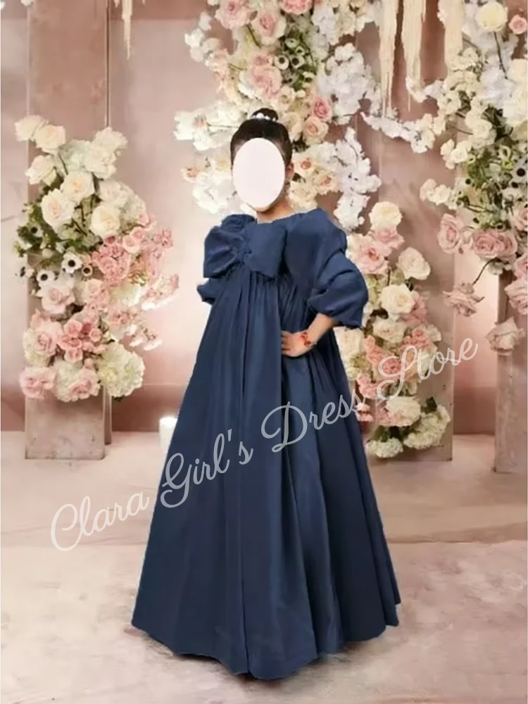 فستان الأميرة فتاة المخملي المكشكش بأكمام بالونية فستان وصيفة العروس مخصص منفوش لحفلات أعياد الميلاد #5