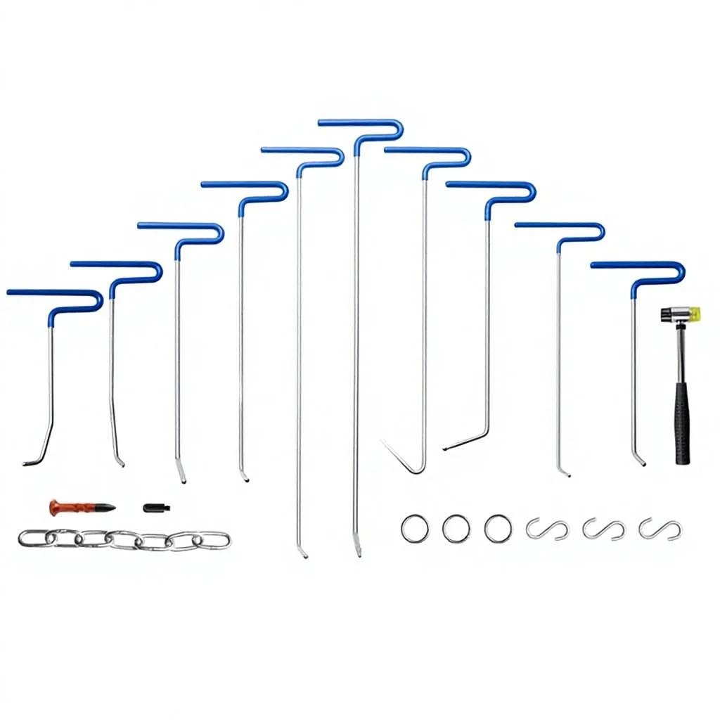 

Stainless Steel Dent Remover l Kit 20 Pcs PaintlDent Repair Rods Whale Tail Repair Tools Professional Hail Car Fitment