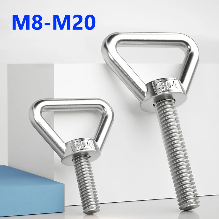 1Pcs M8 M10 M12 M16 M20 Triangular Lifting Ring Screws 304 Stainless Steel Eyebolt Round Lifting Eye Bolts Ring Hook Screws