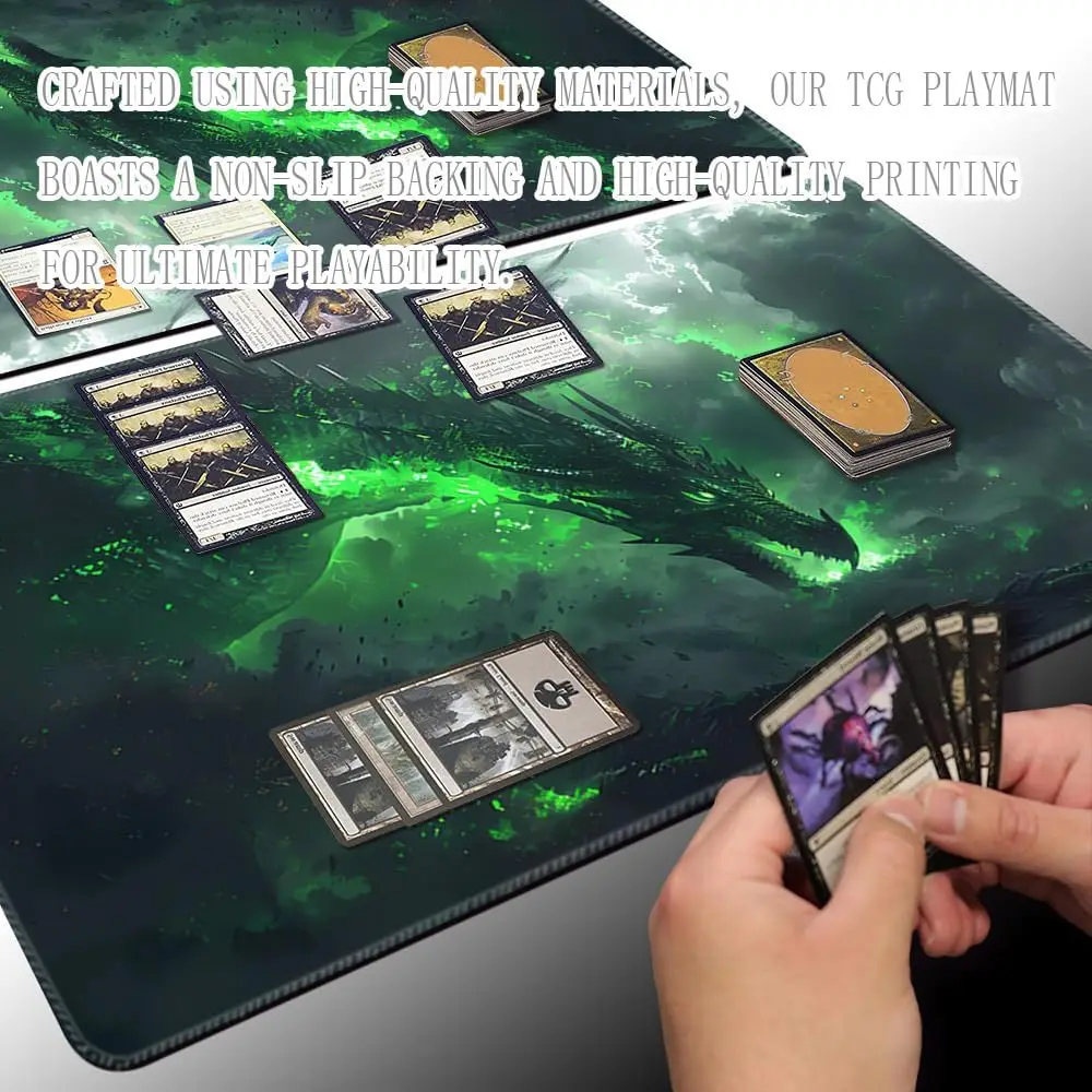 Board Game MTG Playmat Game Pad Size 60X35 CM Play Mats  Compatible for TCG CCG - Green Dragon