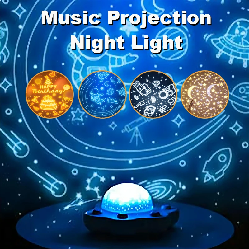 Projector Night Light Remote Control Galaxy Lamp Dynamic Rotating Music Astronaut Projector Birthday Halloween Rotating Lamp