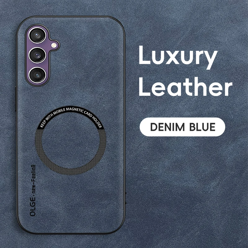 Luxuriöse Lederhülle für Magsafe Magnetisches Kabelloses Laden Handyhülle für Samsung Galaxy S26 S25 S24 S23 S22 Ultra Plus Rückseitenabdeckung – Detail 9