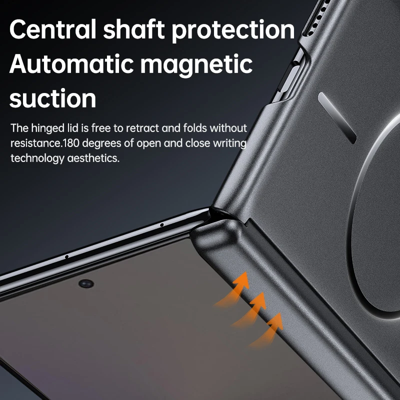 Luxury Center Axis Protective Foldable Hinge Magnetic Metal Paint Lens Protection Phone Case For Samsung Galaxy Z Fold7 6 5 4 view 4