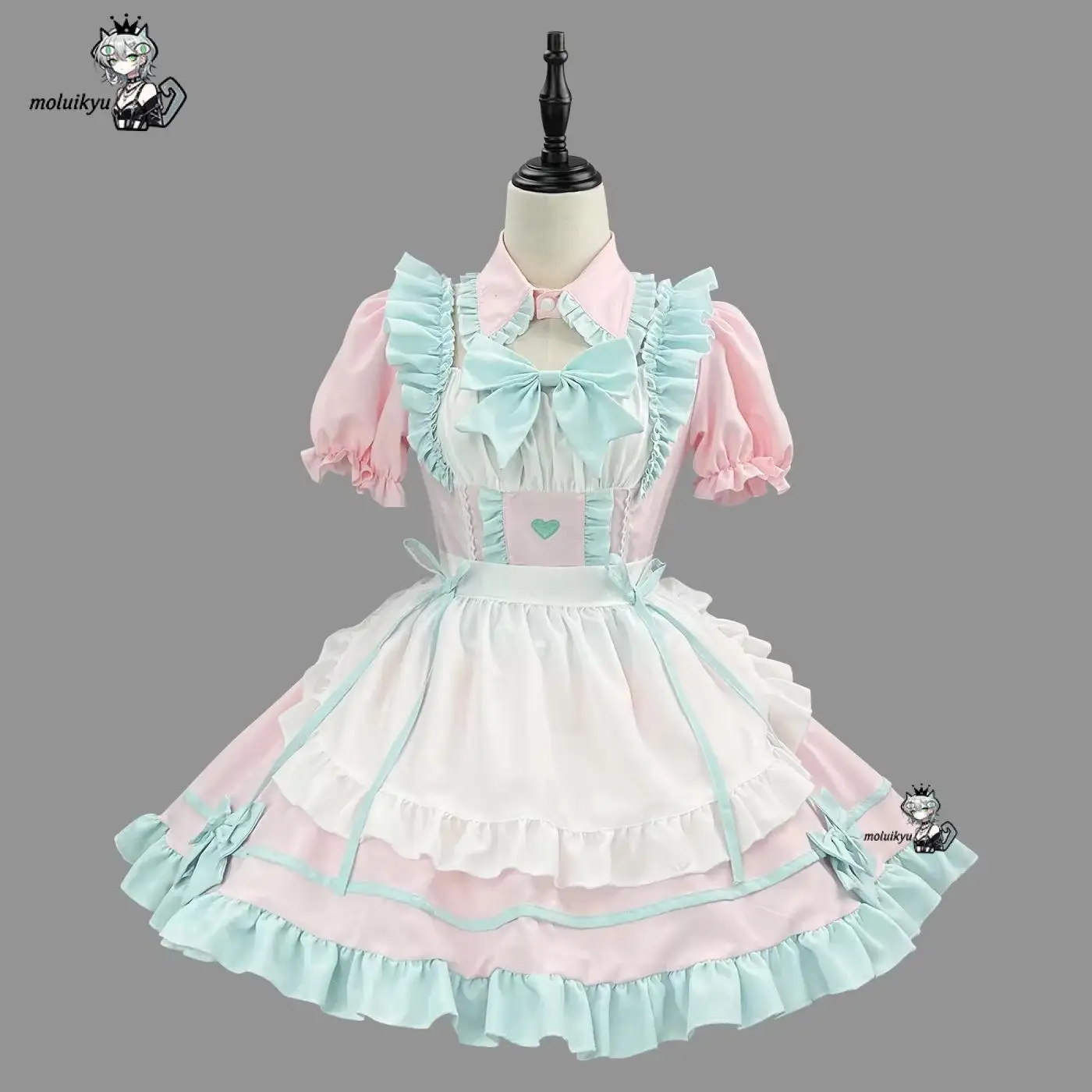 

Cute S-5Xl Black Pink Lolita Sexy Cat Maid Outfit Apron Dress Bell Choker Anime Cosplay Costume Women Coffee Waitress Uniform