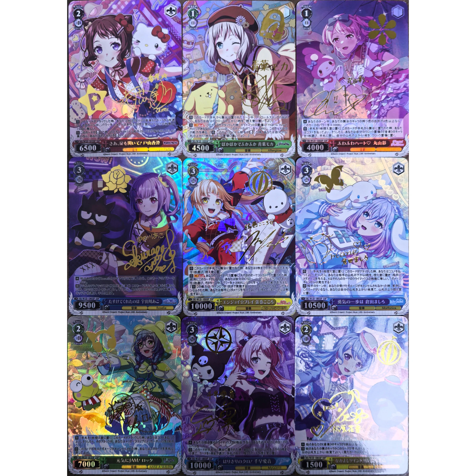 

9Pcs/set Diy Anime Girl Joint Model Poppin'party Roselia MyGO!!!!! Signature Flash Card Self Made Classic Anime Collection Card